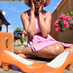 Caprini high heel size 8.5 8-1/2AA Reptile gold